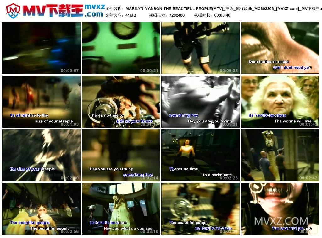 MARILYN MANSON-THE BEAUTIFUL PEOPLE(MTV)_英语_流行歌曲_MC802206